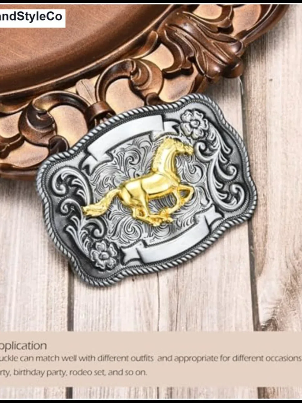 Western Cowboy Belt Buckle, Zinc Alloy, Rodeo Antique Metal Snap-On